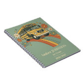Retro schoolbus regenboog terug naar school 1e lee notitieboek (Rechterzijde)