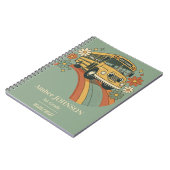 Retro schoolbus regenboog terug naar school 1e lee notitieboek (Linkerzijde)