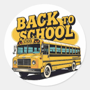 Retro schoolbus terug naar school Kinder Ronde Sticker