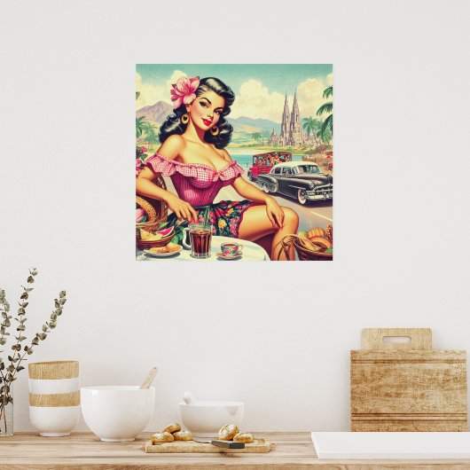 Retro schoonheid hispanic meisje poster (Keuken)