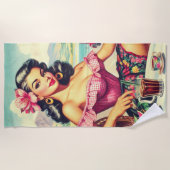 Retro schoonheid hispanic meisje strandlaken (Voorkant)
