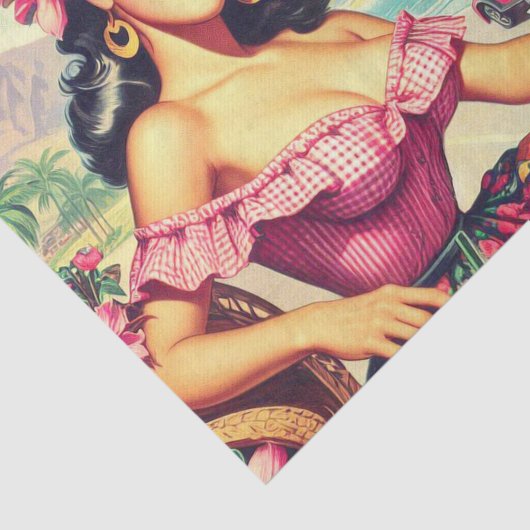 Retro schoonheid hispanic meisje tissuepapier (Detail)