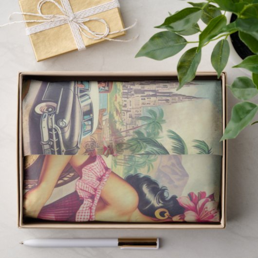 Retro schoonheid hispanic meisje tissuepapier (Geschenk)