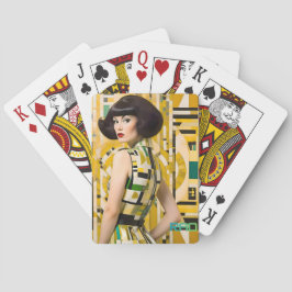 Retro schoonheid meisje geometrische mode grote ha pokerkaarten