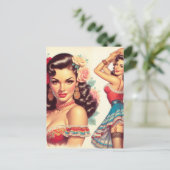Retro schoonheid Mexicaanse vrouw Briefkaart (Staand voorkant)