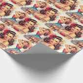 Retro schoonheid Mexicaanse vrouw Cadeaupapier (Hoek)