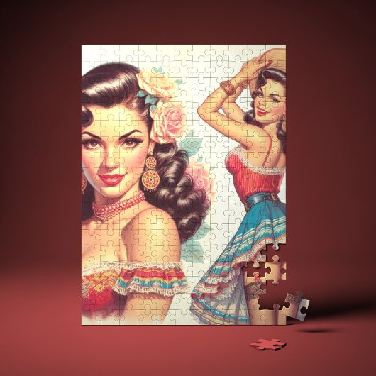 Retro schoonheid Mexicaanse vrouw Legpuzzel