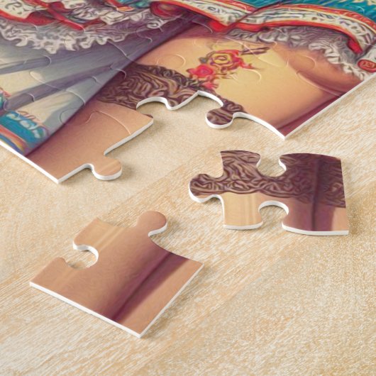 Retro schoonheid Mexicaanse vrouw Legpuzzel (Zijkant)