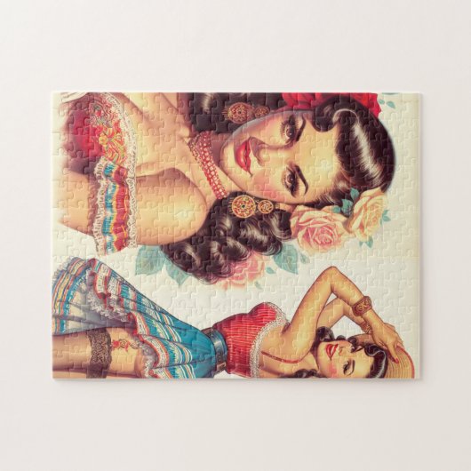 Retro schoonheid Mexicaanse vrouw Legpuzzel (Horizontaal)