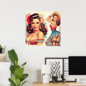 Retro schoonheid Mexicaanse vrouw Poster (Thuiskantoor)