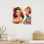 Retro schoonheid Mexicaanse vrouw Poster (Keuken)