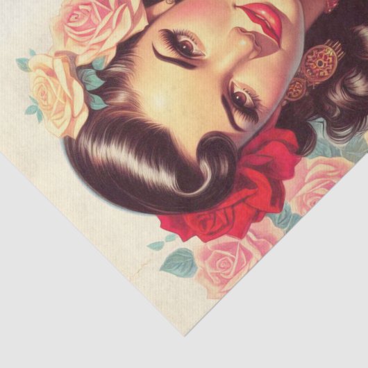 Retro schoonheid Mexicaanse vrouw Tissuepapier (Detail)