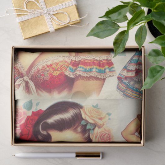 Retro schoonheid Mexicaanse vrouw Tissuepapier (Geschenk)