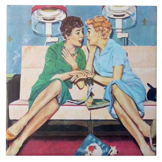 retro schoonheidswerkplaats dames tegeltje (Voorkant)