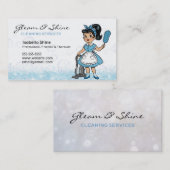 Retro Schoonmaak Lady Cleaner Service Huishoudster Visitekaartje (Voorkant / Achterkant)