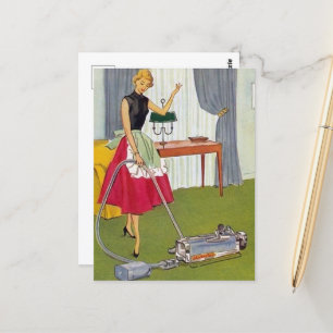 retro- schoonmaakster briefkaart