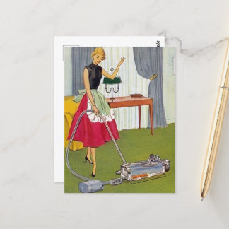 retro- schoonmaakster briefkaart
