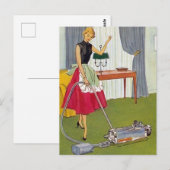 retro- schoonmaakster briefkaart (Voorkant / Achterkant)
