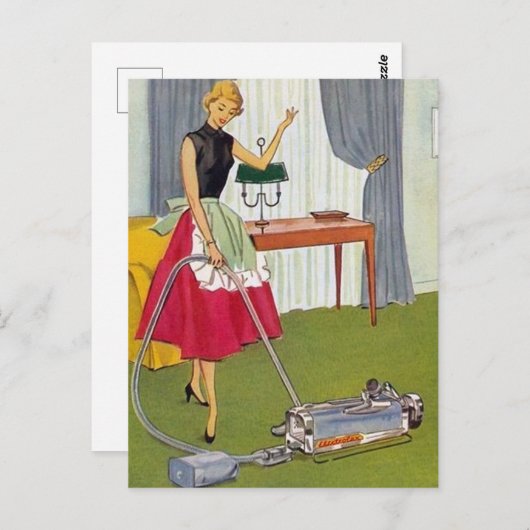 retro- schoonmaakster briefkaart (Voorkant / Achterkant)