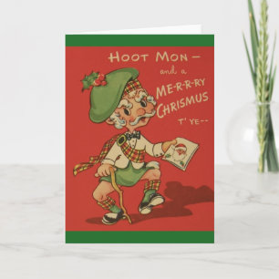 Retro Schotse kerst Wenskaart Feestdagen Kaart