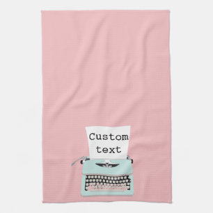 Retro  schrijfmachine en papier ontwerp theedoek