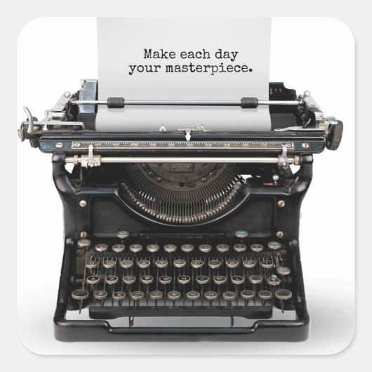 retro schrijfmachine met Inspirerende quote Vierkante Sticker (Voorkant)