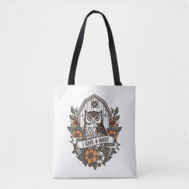 Retro schuur uil 'Ik geef om' ontwerp Tote Bag