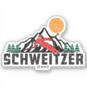 Retro Schweitzer Bergski Sticker (Voorkant)