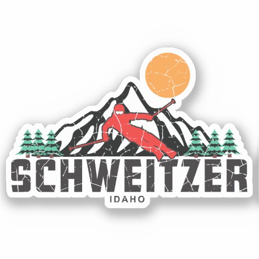 Retro Schweitzer Bergski Sticker (Voorkant)