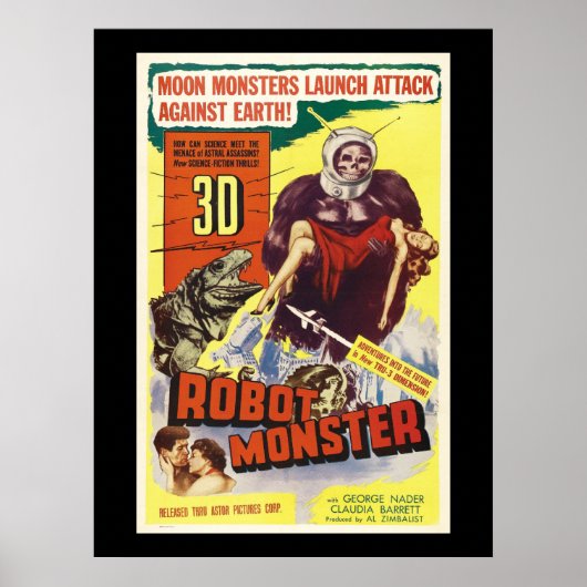 Retro Sci Fi 3d robot monster Poster (Voorkant)