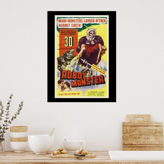 Retro Sci Fi 3d robot monster Poster (Keuken)