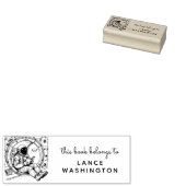 Retro Sci-Fi Astronaut Bookplate Stamp Rubberstempel (Gestempeld)