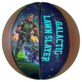 Retro Sci-fi Astronaut Galactische Graspel Komisch Basketbal (Verticaal)