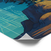 Retro Sci-Fi Blueprint Technical Wallpaper Poster (Hoek)