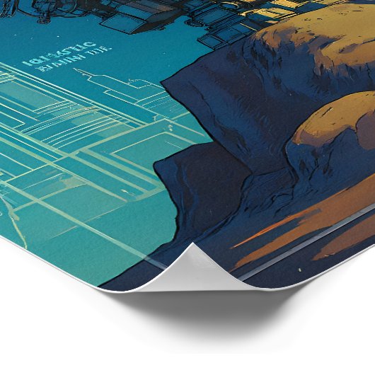 Retro Sci-Fi Blueprint Technical Wallpaper Poster (Hoek)