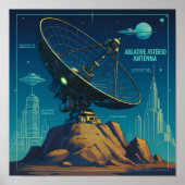 Retro Sci-Fi Blueprint Technical Wallpaper Poster (Voorkant)