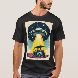 Retro Sci Fi Cartoon raketschip en golfkar T-shirt