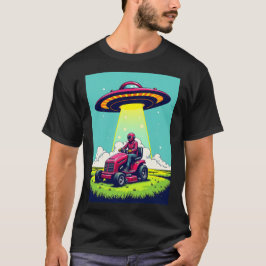 Retro Sci Fi Cartoon raketschip en grasmaaier T-shirt