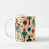 Retro Sci Fi Cartoon Robot Pattern Koffiemok (Links)