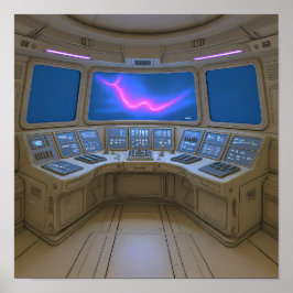 Retro Sci-Fi Cockpit: Kunst van de piloot-uplinkco Poster