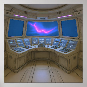 Retro Sci-Fi Cockpit: Kunst van de piloot-uplinkco Poster