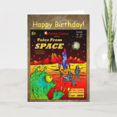 Retro Sci-Fi Comic Book Birthday Kaart (Voorkant)