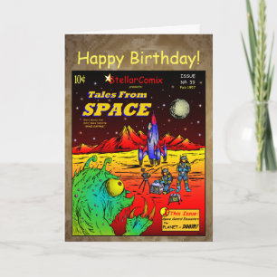 Retro Sci-Fi Comic Book Birthday Kaart