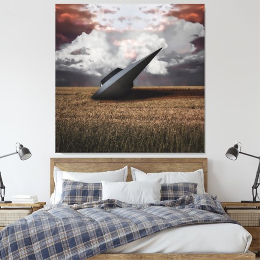 Retro Sci - fi. Crashed UFO Canvas Afdruk (Insitu (Slaapkamer))