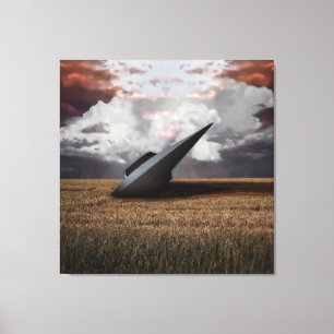 Retro Sci - fi. Crashed UFO Canvas Afdruk