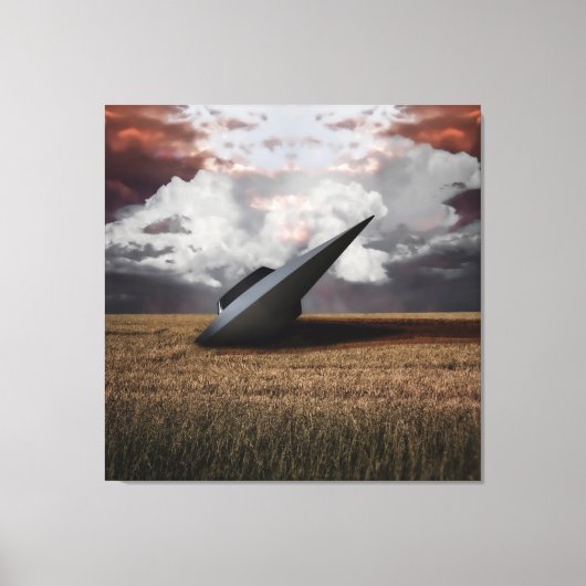 Retro Sci - fi. Crashed UFO Canvas Afdruk (Voorkant)