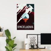 Retro Sci-Fi Enceladus Reisposter Futuristisch Poster (Thuiskantoor)