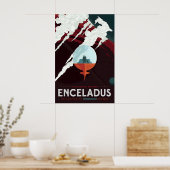 Retro Sci-Fi Enceladus Reisposter Futuristisch Poster (Keuken)