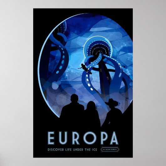 Retro Sci-Fi Europa Reisposter  Futuristisch Poster (Voorkant)
