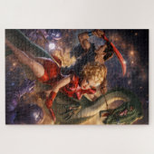 Retro Sci-Fi Fantasie Ruimte Kunst Legpuzzel (Horizontaal)